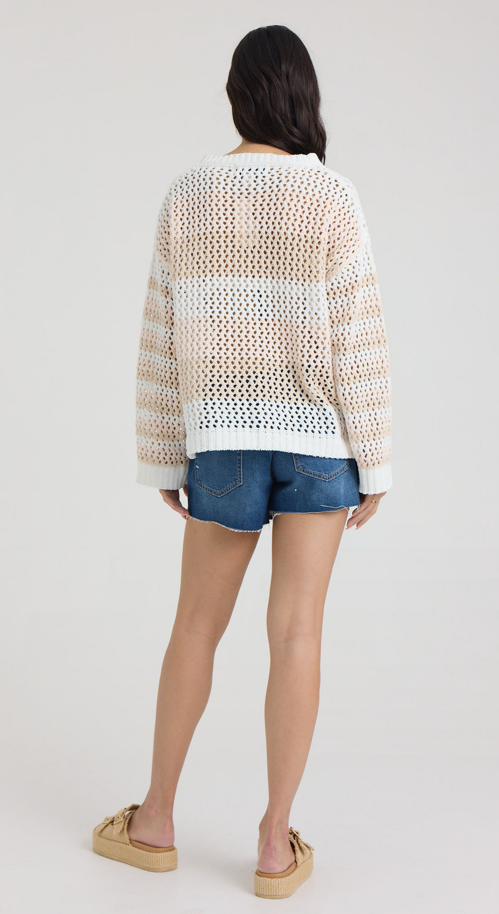 Vintage Havana Soft Open-Knit Striped Sweater